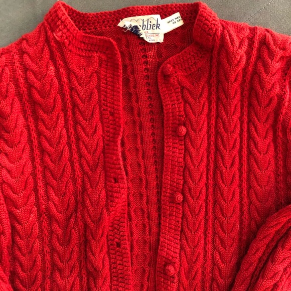 Vintage Red Cardigan Wool - Picture 4 of 8